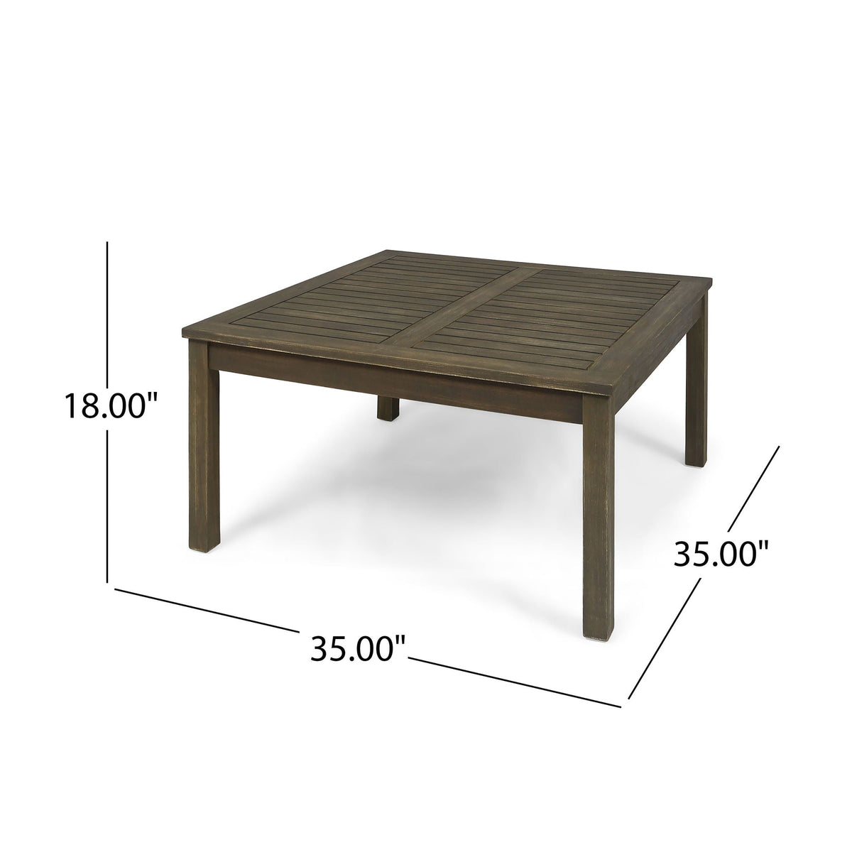 Perla Rustic Square Coffee Table with Block Legs in dark brown finish on Tampa Home & Garden Store