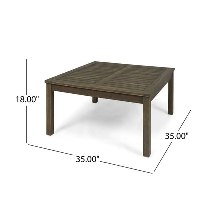 Perla Rustic Square Coffee Table with Block Legs in dark brown finish on Tampa Home & Garden Store