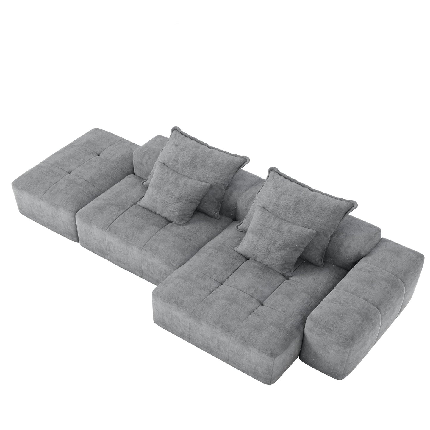 Modern DIY Stationary Modular Sectional Sofa by HouseOfZazla in gray fabric with cushions on Tampa Home & Garden Store