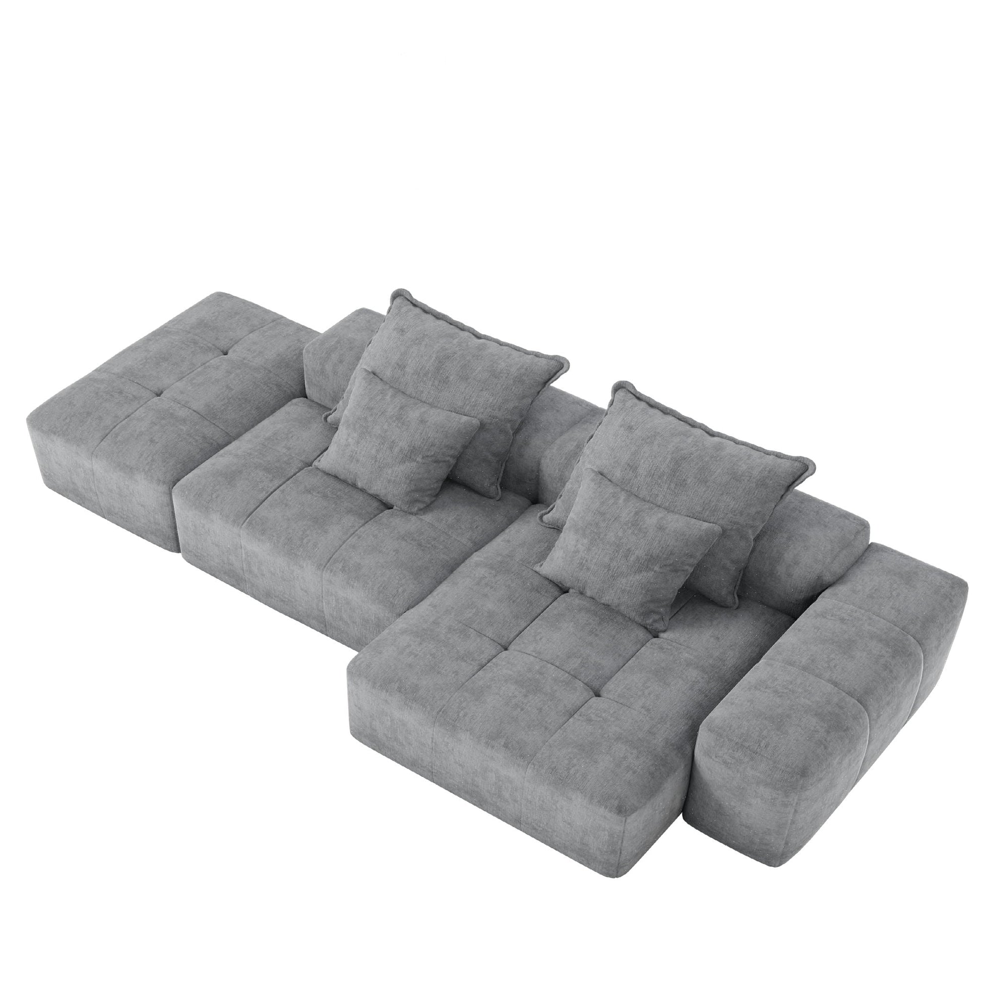 Modern DIY Stationary Modular Sectional Sofa by HouseOfZazla in gray fabric with cushions on Tampa Home & Garden Store