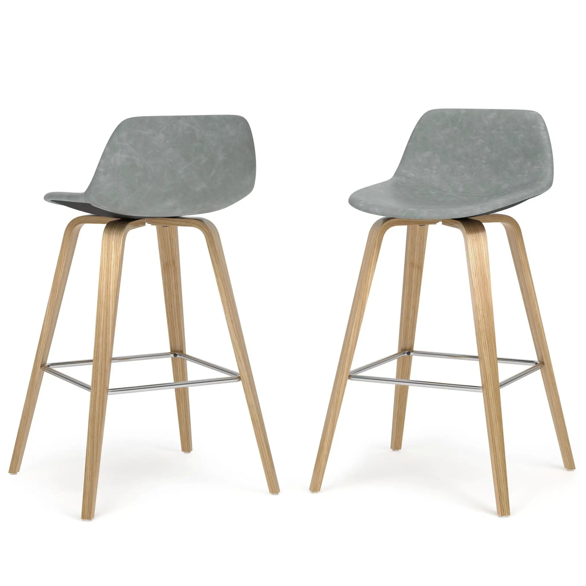 Randolph Bentwood upholstered counter-height stools set of 2 with grey seats and wood legs on Tampa Home & Garden Store