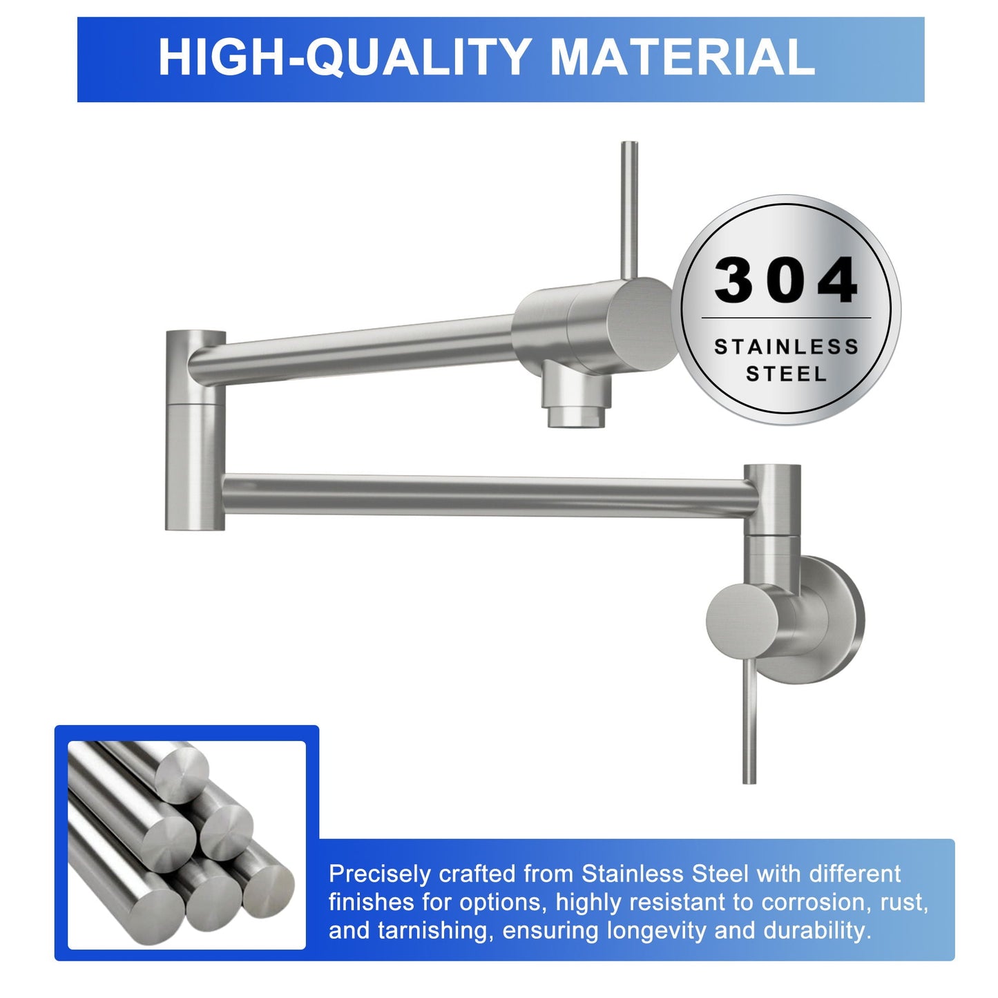 Modern Folding Wall Mount Pot Filler Faucet