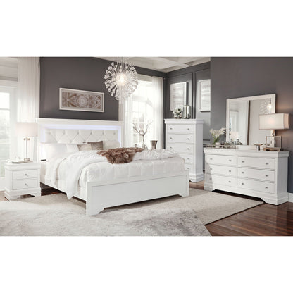 Shaker Bed with LED lighting and crystal tufted headboard, white panel bed HouseOfZazla on Tampa Home & Garden Store