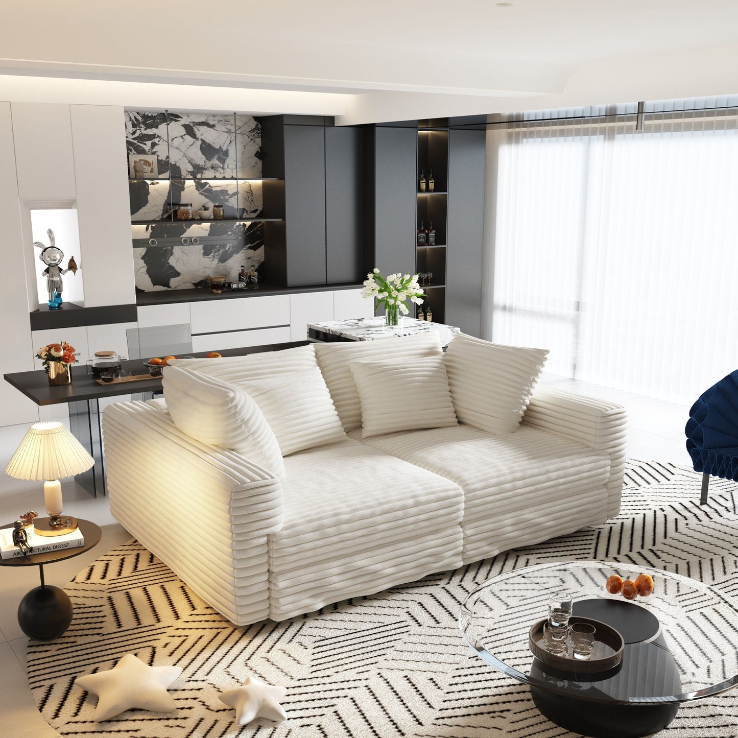 4 Seat Modern Comfy Upholstered Sofa Cloud Couch by HouseOfZazla in white fabric on Tampa Home & Garden Store