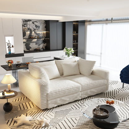 4 Seat Modern Comfy Upholstered Sofa Cloud Couch by HouseOfZazla in white fabric on Tampa Home & Garden Store