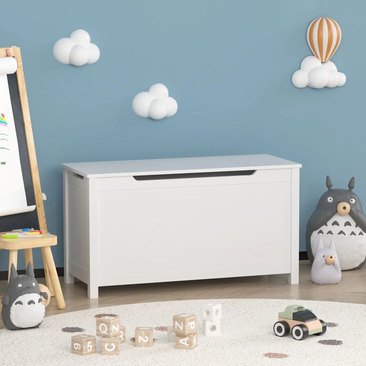 Toy Box Storage With Safety Hinged Lid For Kids