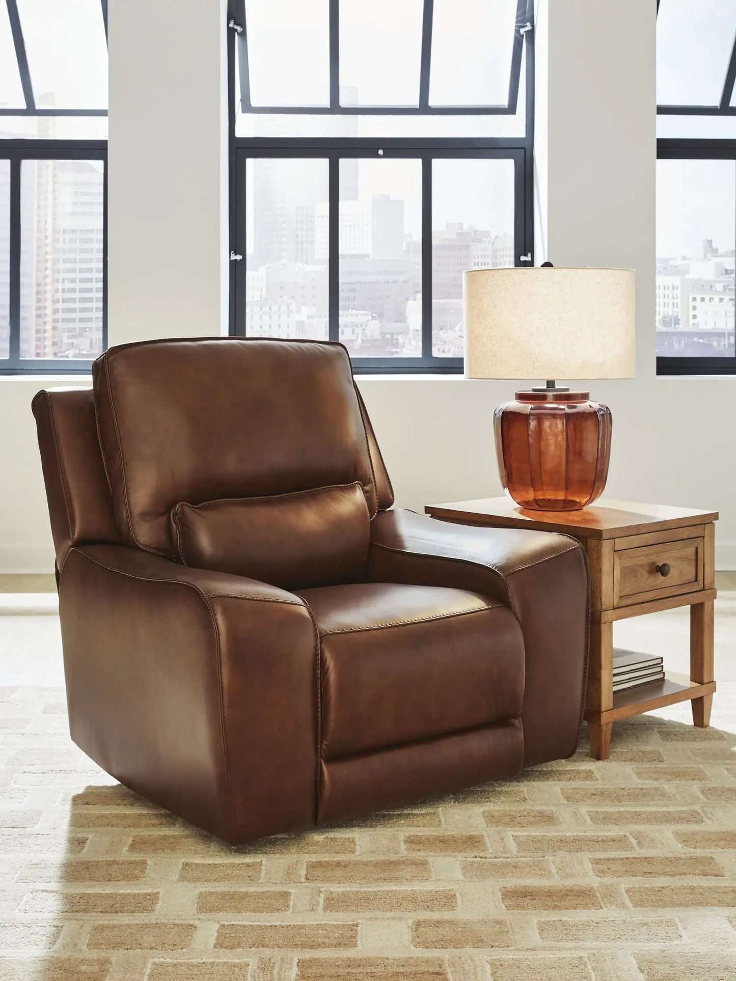 DeepWakes power recliner with adjustable headrest, brown leather, Unique Piece Furniture on Tampa Home & Garden Store