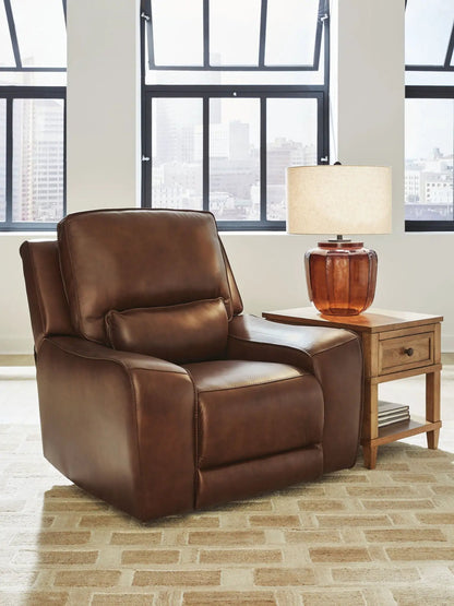 DeepWakes power recliner with adjustable headrest, brown leather, Unique Piece Furniture on Tampa Home & Garden Store