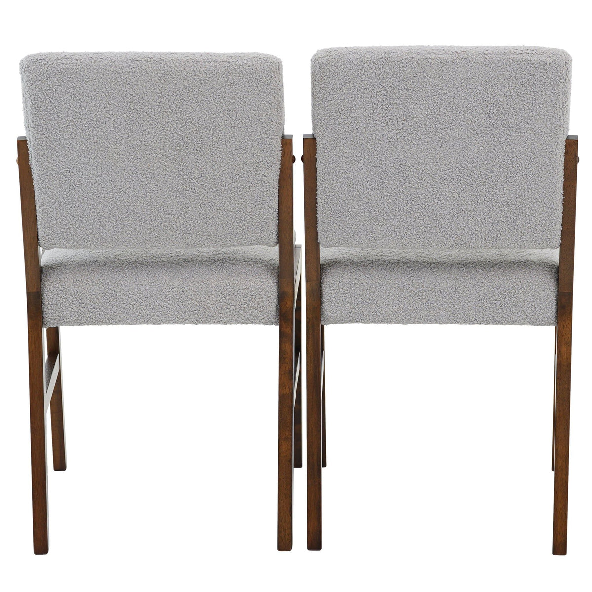 Light gray Caldwell dining chair set of 2 with lumbar support wood legs boucle upholstery on Tampa Home & Garden Store