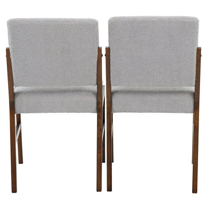Light gray Caldwell dining chair set of 2 with lumbar support wood legs boucle upholstery on Tampa Home & Garden Store