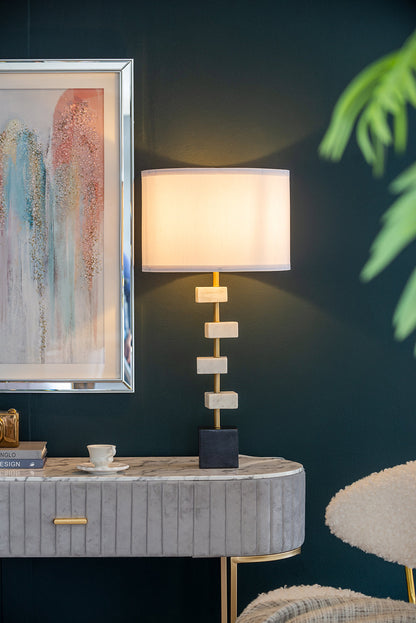 Table lamp D15x30' with white marble and brass frame by HouseOfZazla on Tampa Home & Garden Store