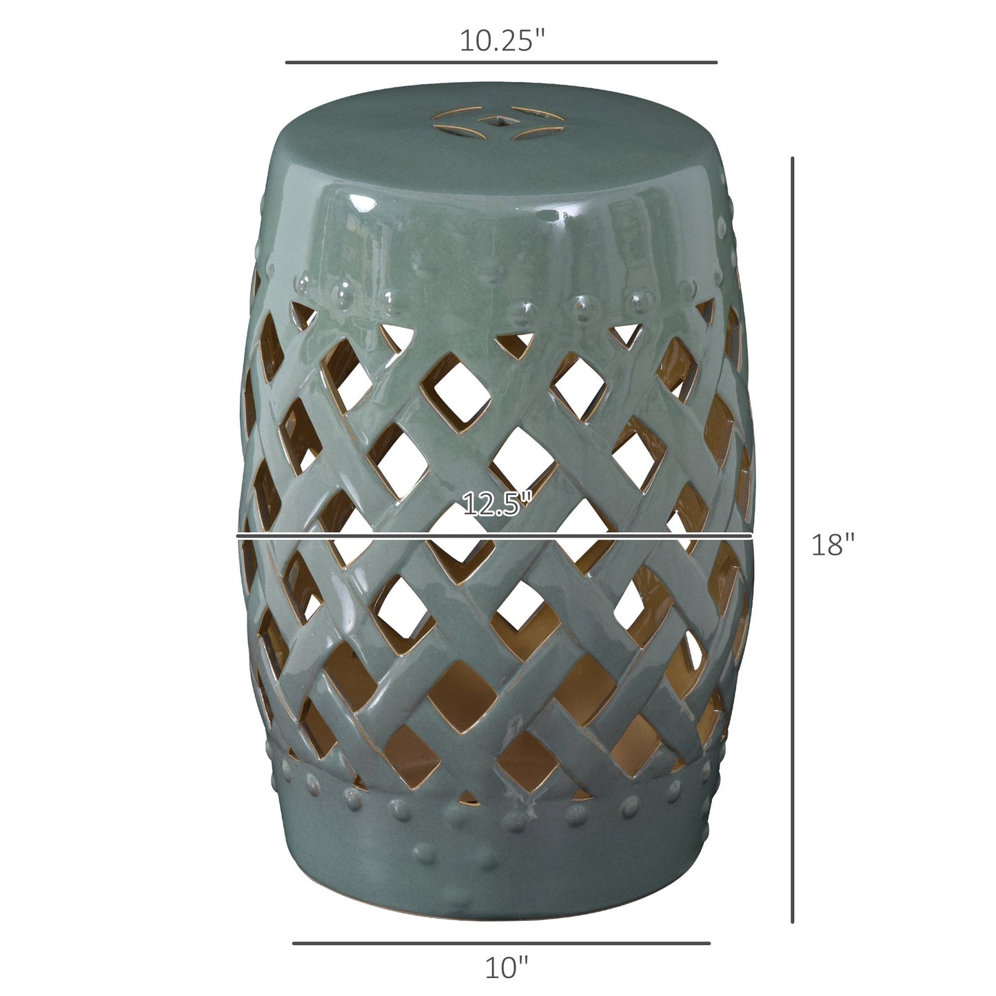 Outsunny ceramic garden stool with lattice teal glaze outdoor side table by HouseOfZazla on Tampa Home & Garden Store