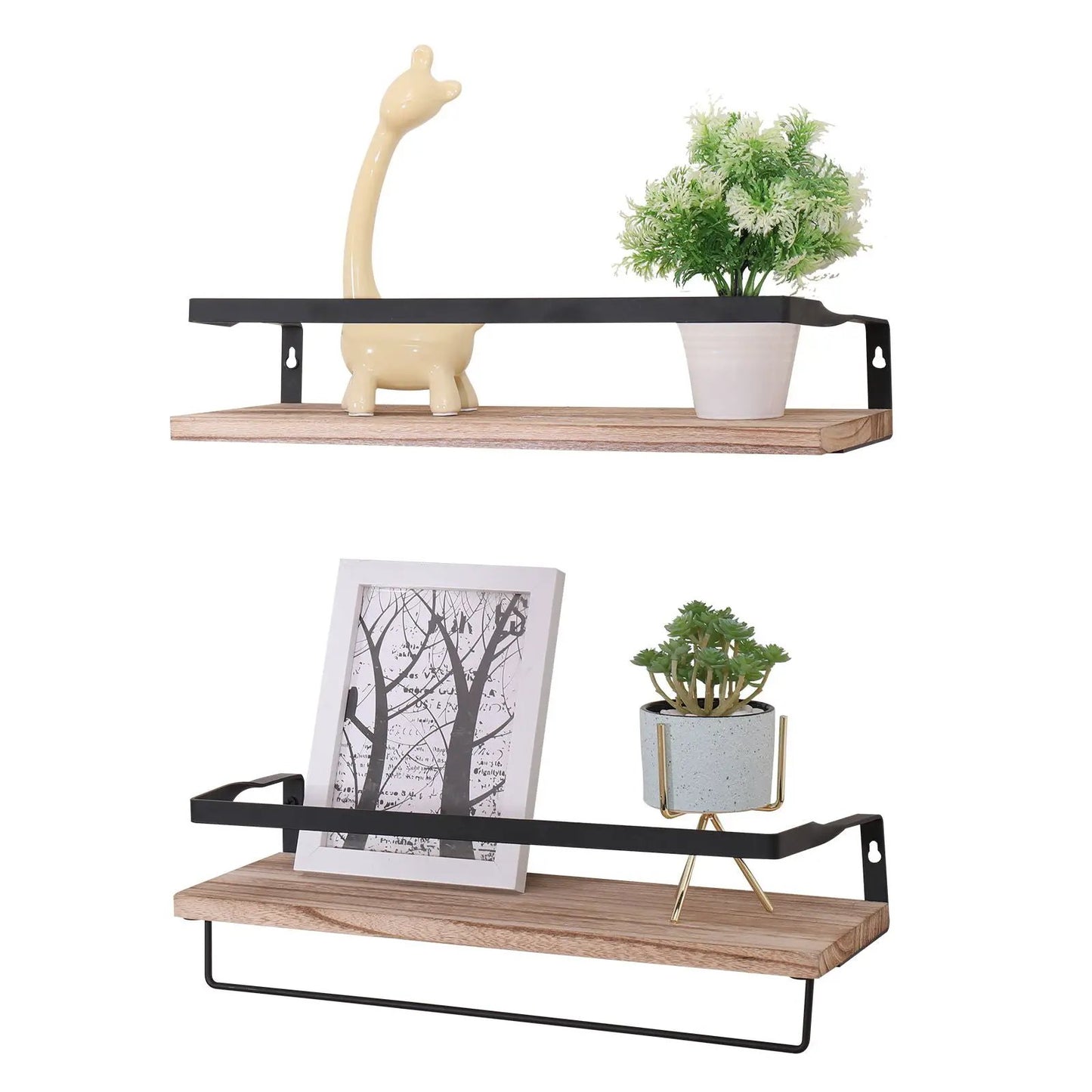 Natural Wood Floating Shelves 2 for Bedroom