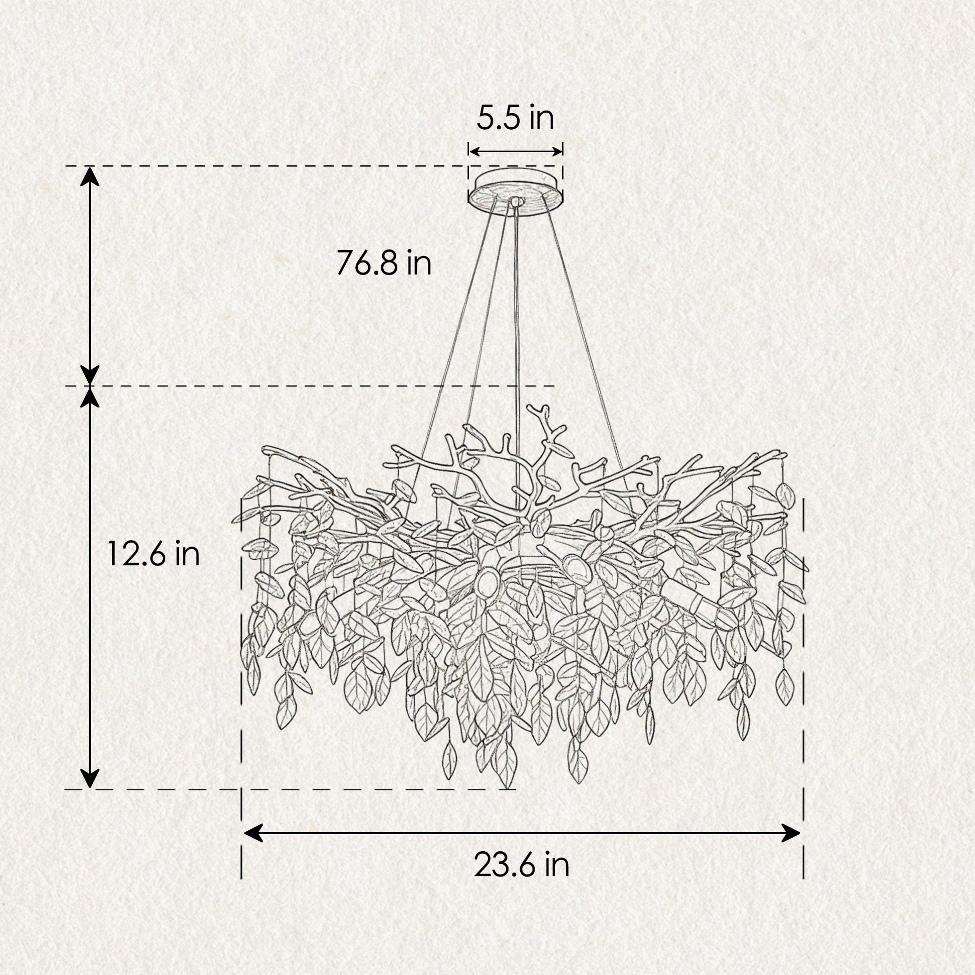 8-Light Crystal Gold Chandelier with cascading crystal leaves and gold canopy by HouseOfZazla on Tampa Home & Garden Store