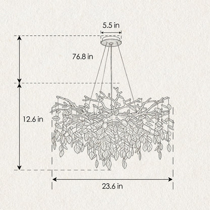 8-Light Crystal Gold Chandelier with cascading crystal leaves and gold canopy by HouseOfZazla on Tampa Home & Garden Store