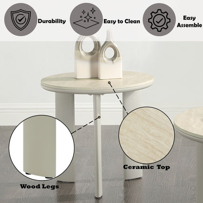 Ingram Ceramic Top Table coffee table with white ceramic top and wood legs by HouseOfZazla on Tampa Home & Garden Store