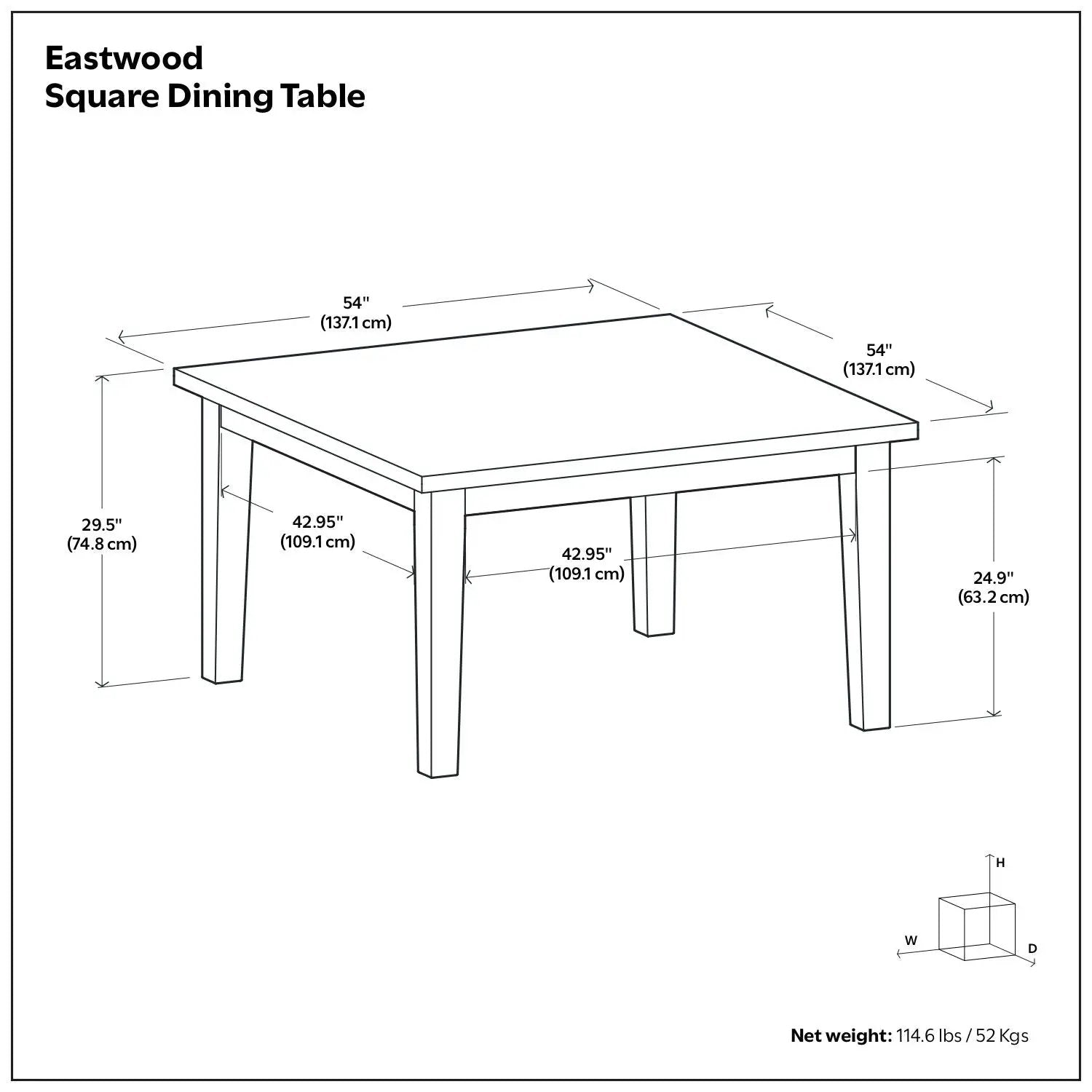 Eastwood Handcrafted Dining Table square 54in top with straight legs by Unique Piece Furniture on Tampa Home & Garden Store