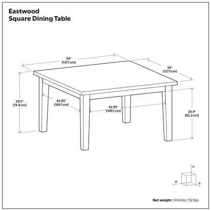 Eastwood Handcrafted Dining Table square 54in top with straight legs by Unique Piece Furniture on Tampa Home & Garden Store