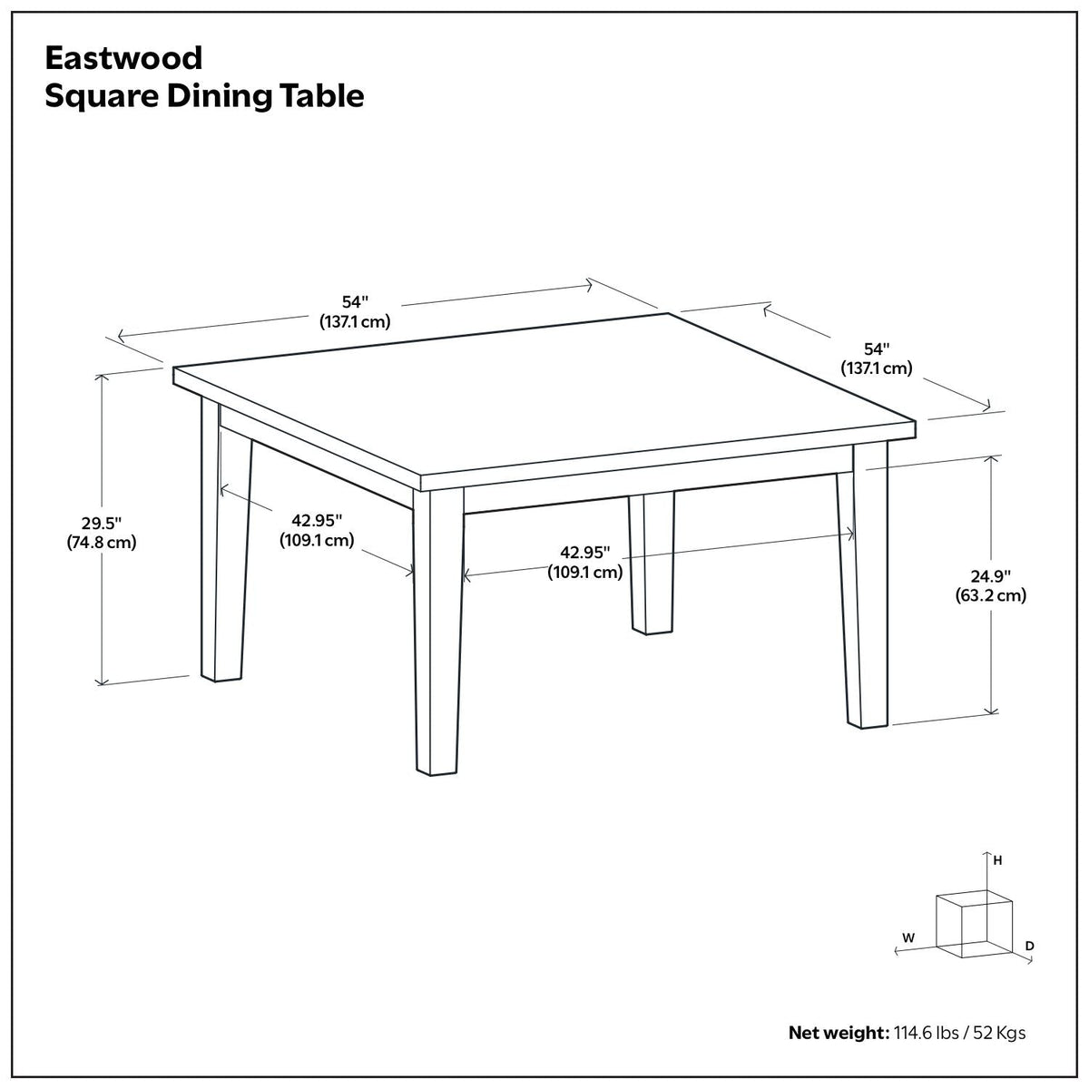 Rubberwood dining table with lacquer finish, 54in square top, 29.5in high, HouseOfZazla on Tampa Home & Garden Store