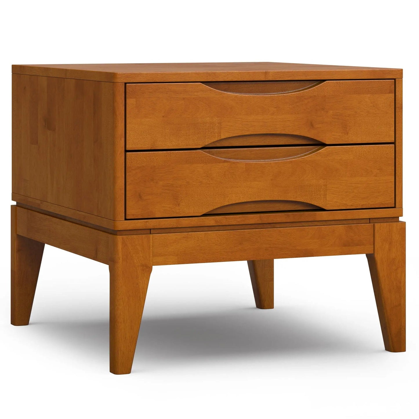 Harper Handcrafted End Table in warm honey oak with three drawers and curved drawer pulls on Tampa Home & Garden Store