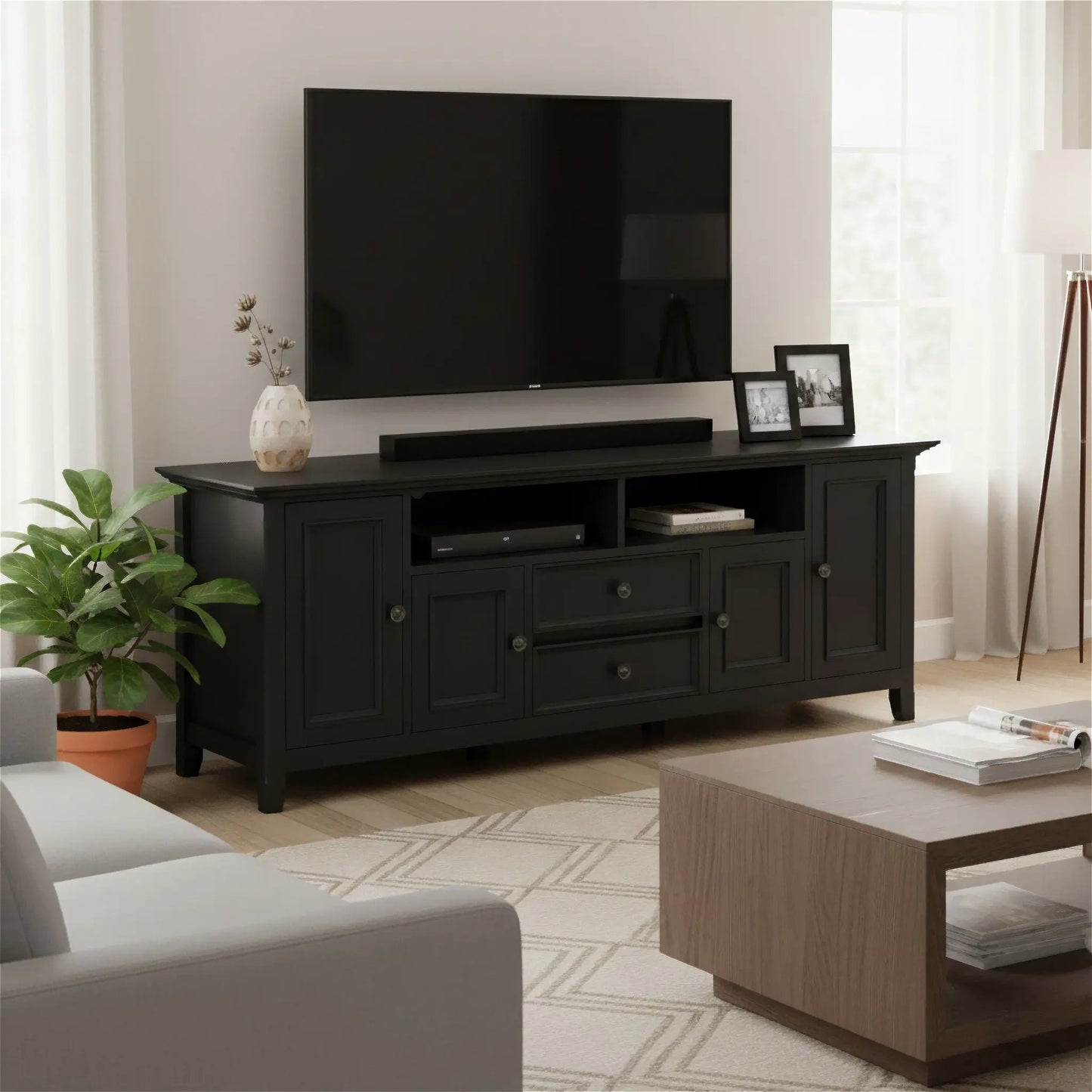 Amherst Wide TV Media Stand with Solid Wood