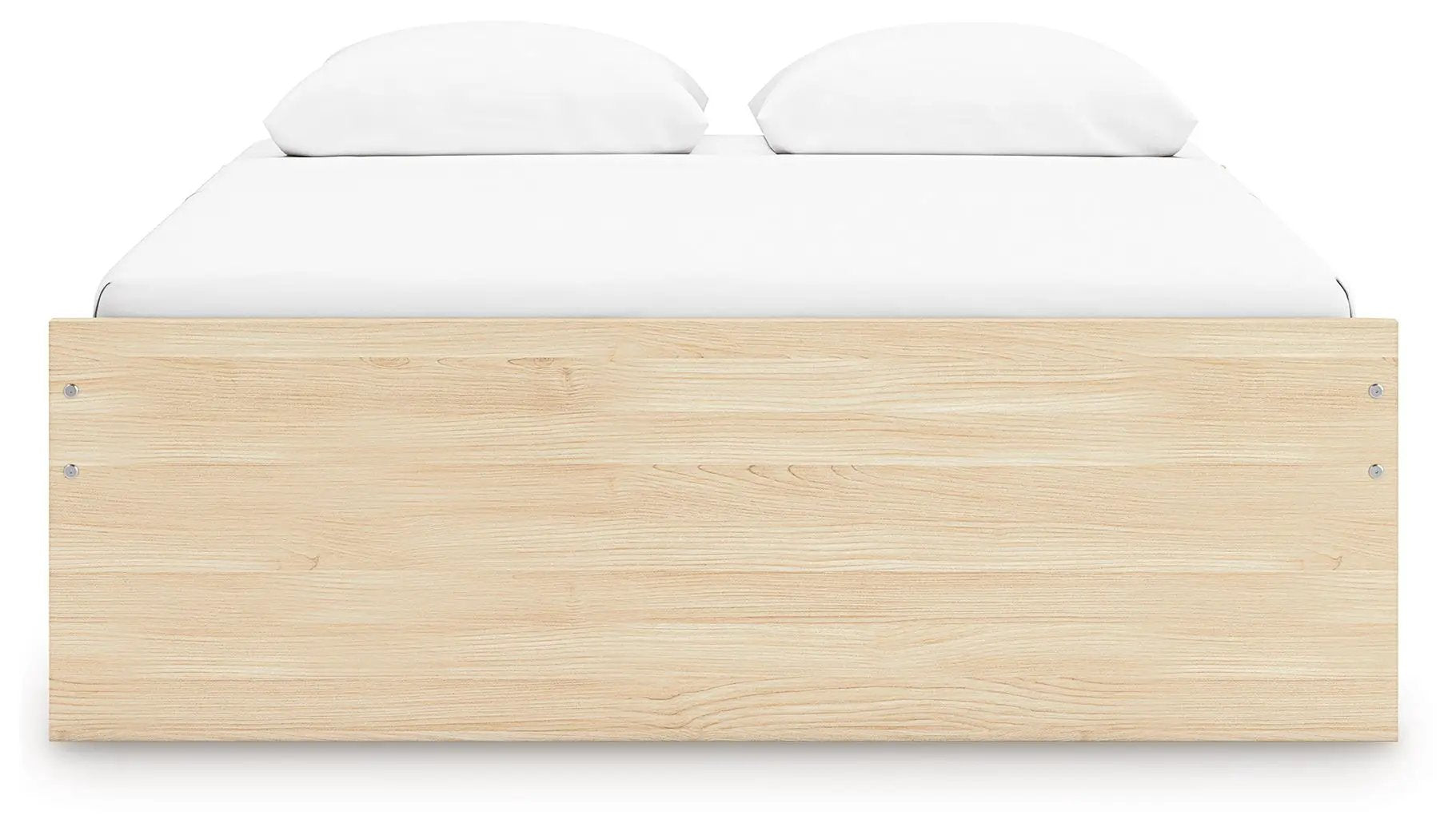 Onita platform bed in natural oak with white mattress and pillows by Unique Piece Furniture on Tampa Home & Garden Store