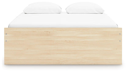 Onita platform bed in natural oak with white mattress and pillows by Unique Piece Furniture on Tampa Home & Garden Store
