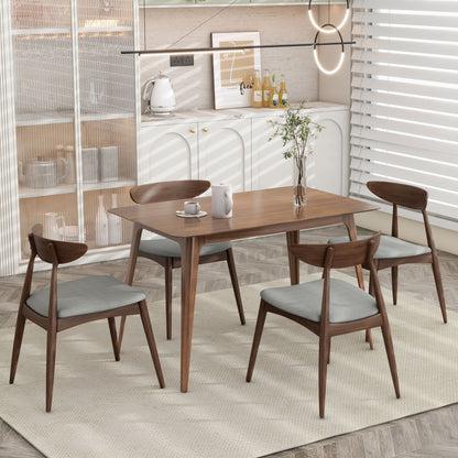 Retro dining chairs with ergonomic back, set of 2, HouseOfZazla, walnut wood, gray seats on Tampa Home & Garden Store