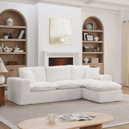 Sectional sofa with movable ottoman, white upholstery, 3-piece, Unique Piece Furniture on Tampa Home & Garden Store