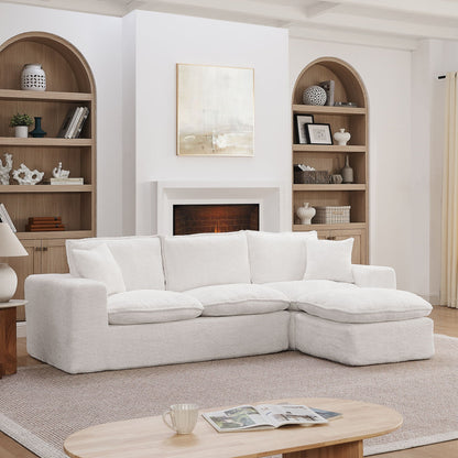 Modern Fabric Sectional with Ottoman Set