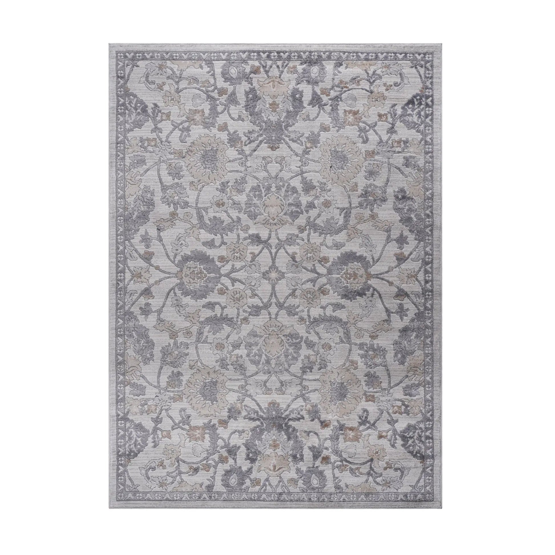 Marfi Trendy Oriental Area Rug gray beige floral border by Unique Piece Furniture on Tampa Home & Garden Store