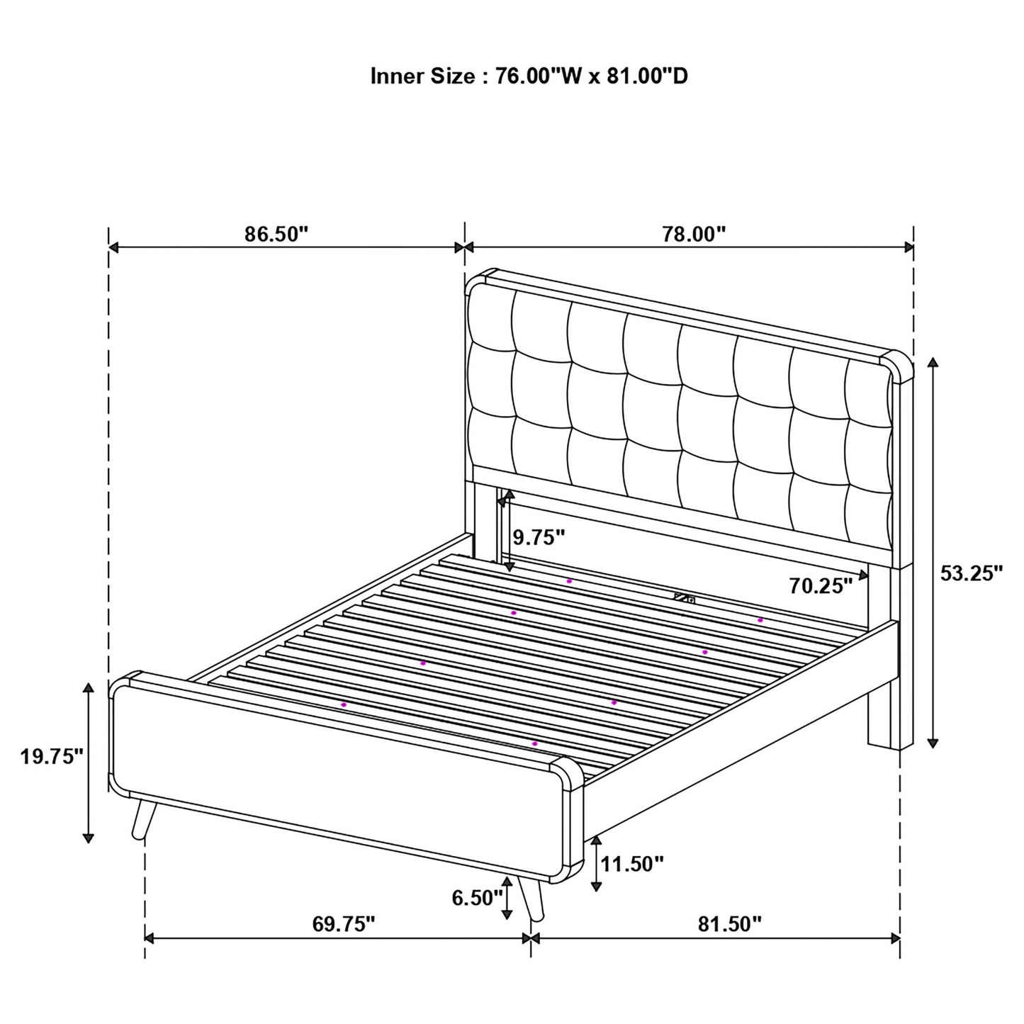 Carson Carrington tufted upholstered platform bed frame by HouseOfZazla with slatted base on Tampa Home & Garden Store