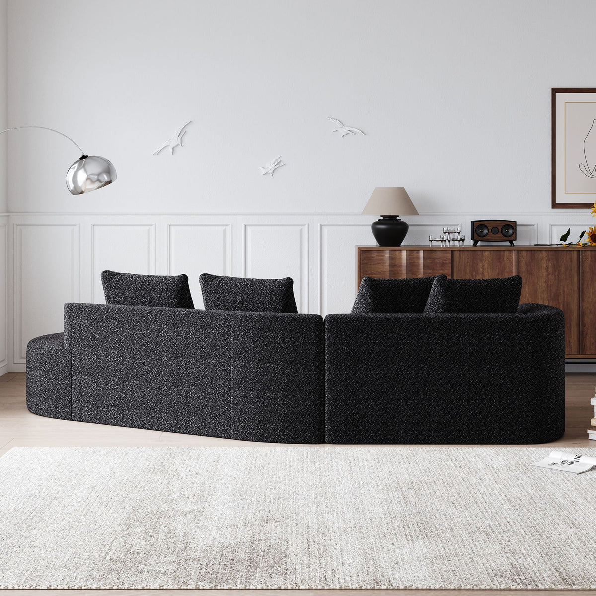 Chenille Sectional Sofa and Soft Throw Pillows