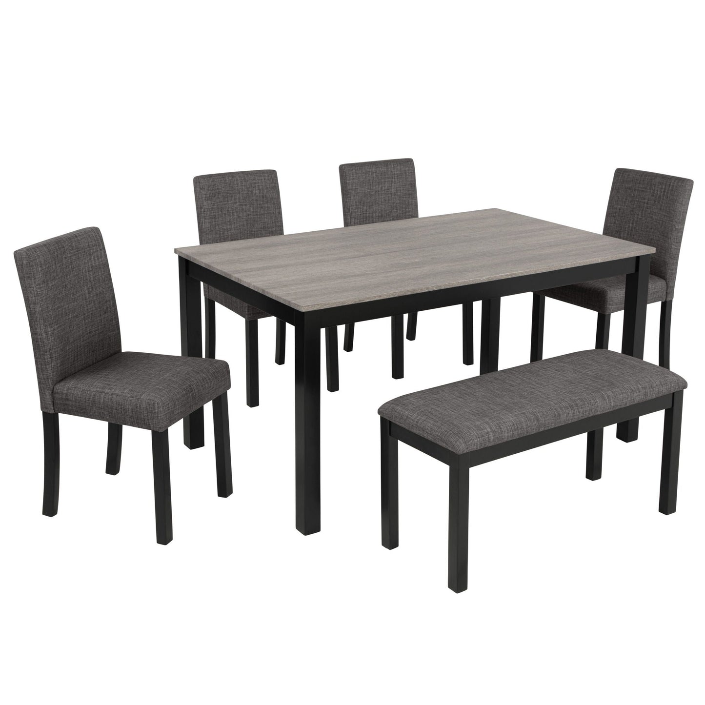 Rustic Wood Dining Table and Upholstered Chairs