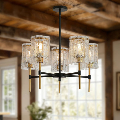 Five Light Chandelier With Textured Glass