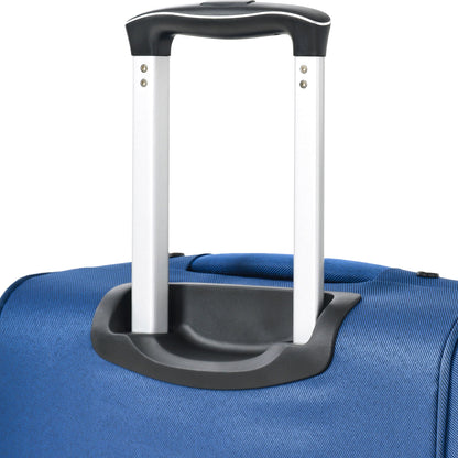 Softside luggage upright blue fabric with extended aluminum handle on Tampa Home & Garden Store