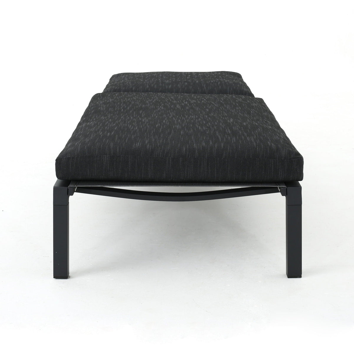 Modern Chaise Lounge with water-resistant cushions dark gray on black metal frame on Tampa Home & Garden Store