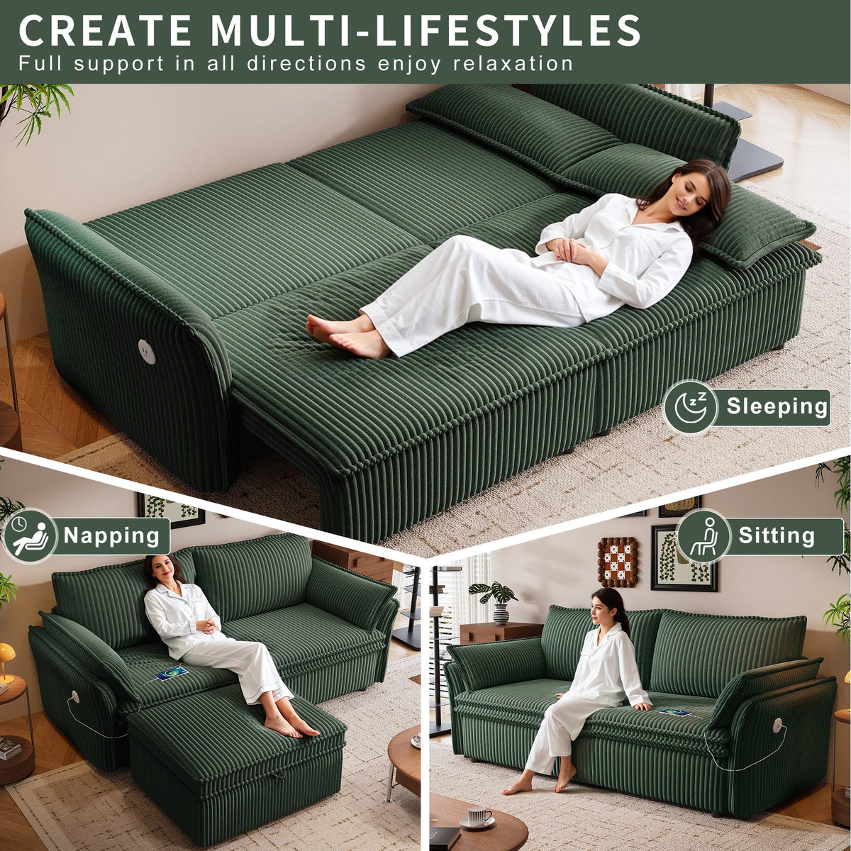 85 Inch Convertible Sofa Bed and a Plush Fleece