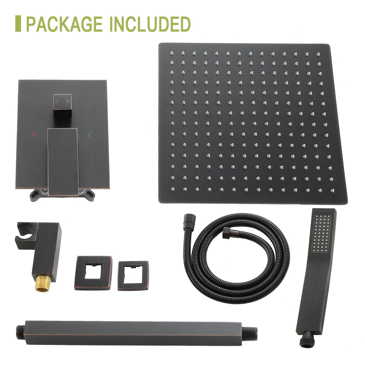 Shower wall kit HouseOfZazla dual rainfall gray with 16-inch ceiling mount panel, valve, hoses on Tampa Home & Garden Store