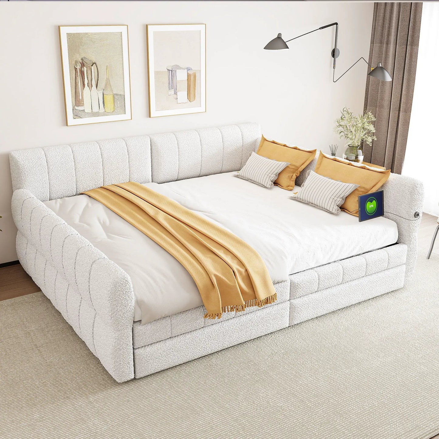 Upholstered Platform Bed With USB Charging Ports