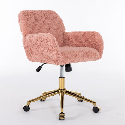 Office Chair with Rabbit Hair and Metal Base