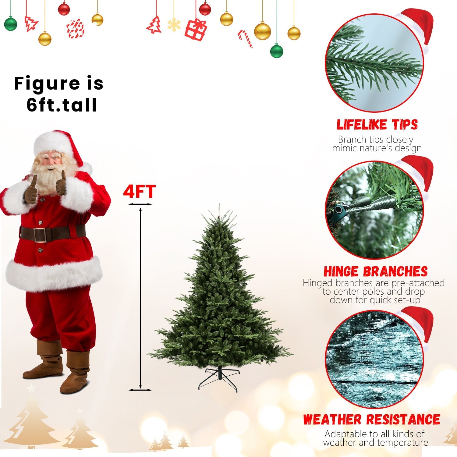 HouseOfZazla 6 ft full-shaped Christmas tree with 1673 PE/PVC tips on a sturdy metal stand on Tampa Home & Garden Store