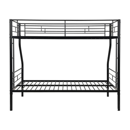 Modern black metal bunk bed frame with top guard rails and slatted lower bed on Tampa Home & Garden Store