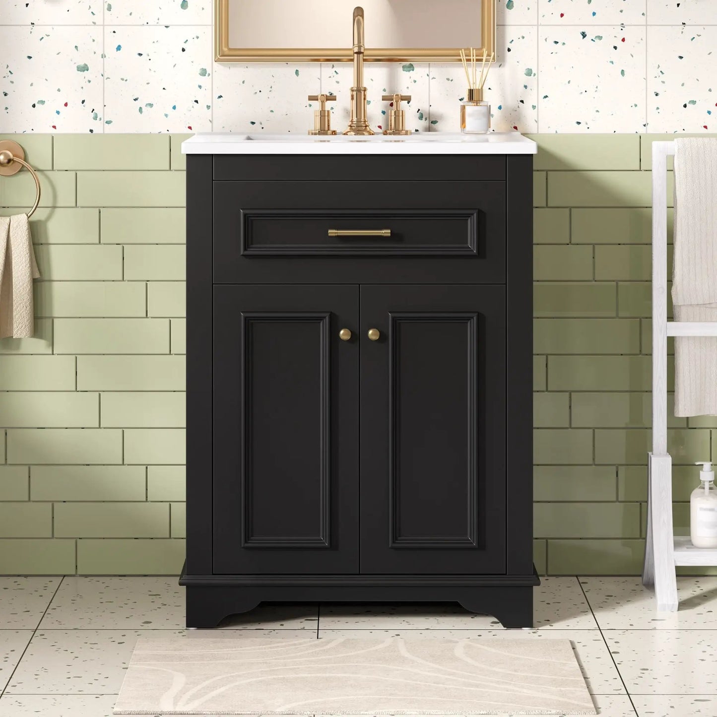 Bathroom Vanity With Integrated Sink and Cabinet