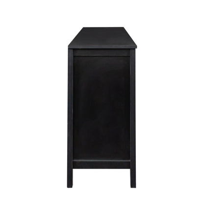 Cabinet With 4 Doors and 4 Open Shelves Freestanding Sideboard, black, HouseOfZazla on Tampa Home & Garden Store