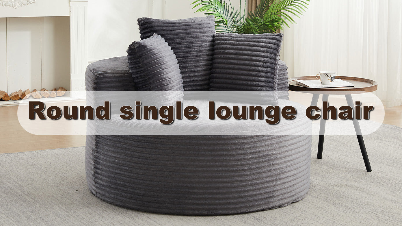 Modern Round Corduroy and Single Sofa Chair
