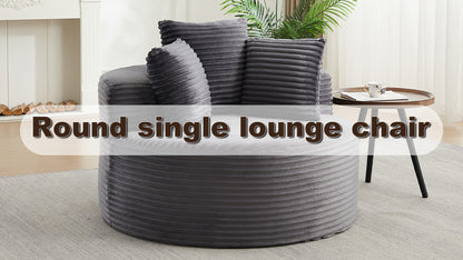 Modern Round Corduroy and Single Sofa Chair