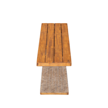 Outdoor Acacia Wood Bench Set of Two Pieces