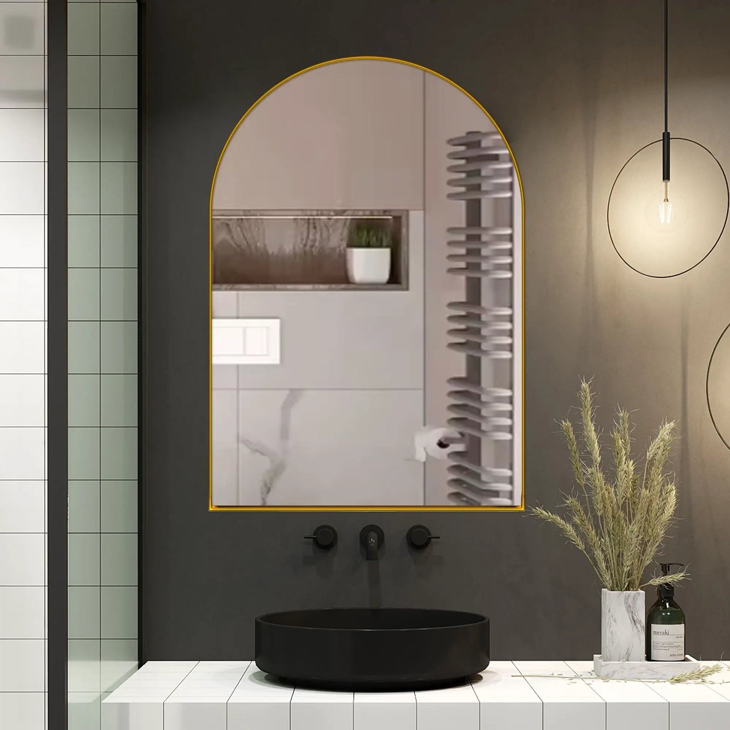 Arched Recessed Medicine Cabinet with Mirror