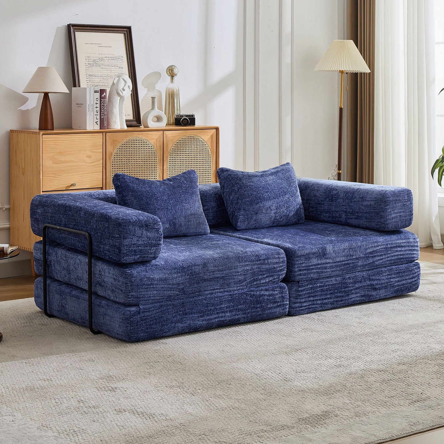 Compact Floor Sofa Bed With A Pillow And Frame